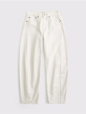 Abercrombie Curve Love Mid Rise Barrel Jean in Ecru Size 28 Short / Petite